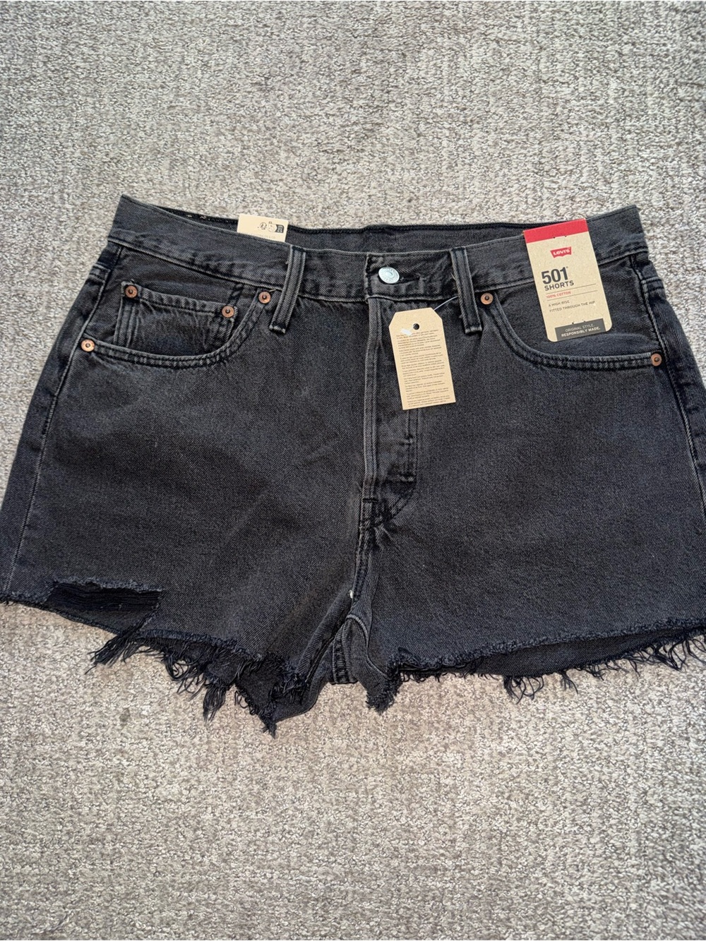 Levi's Black High-Rise Cutoff 501 Jean Shorts